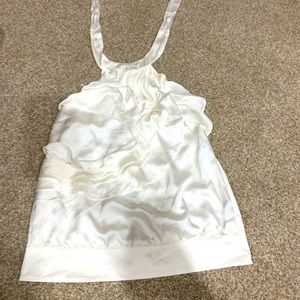 The Limited Ivory Ruffled Halter Top Medium